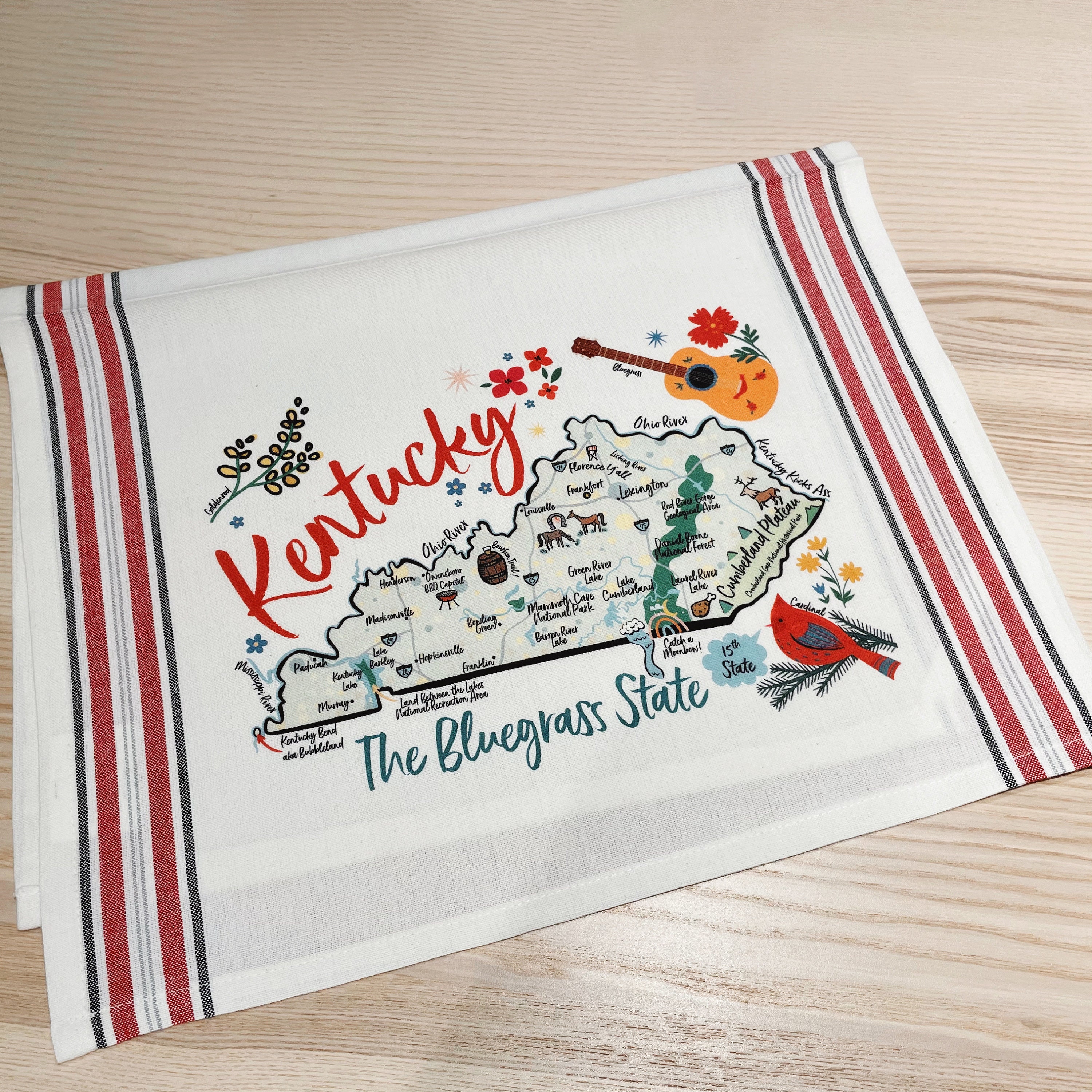 Kentucky State Map Kitchen/tea Towel 