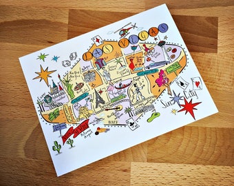 Las Vegas City Map Full Color Note Card