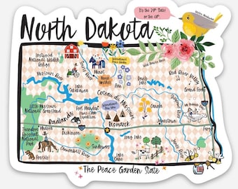 North Dakota State Vinyl Sticker - Etsy