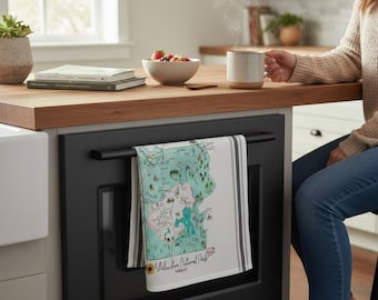 Yellowstone National Park Map Kitchen Tea Towel
