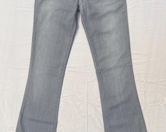 Rzadkie 575 Jeansy Sz26x32 Szary włoski denim i skórzane akcenty