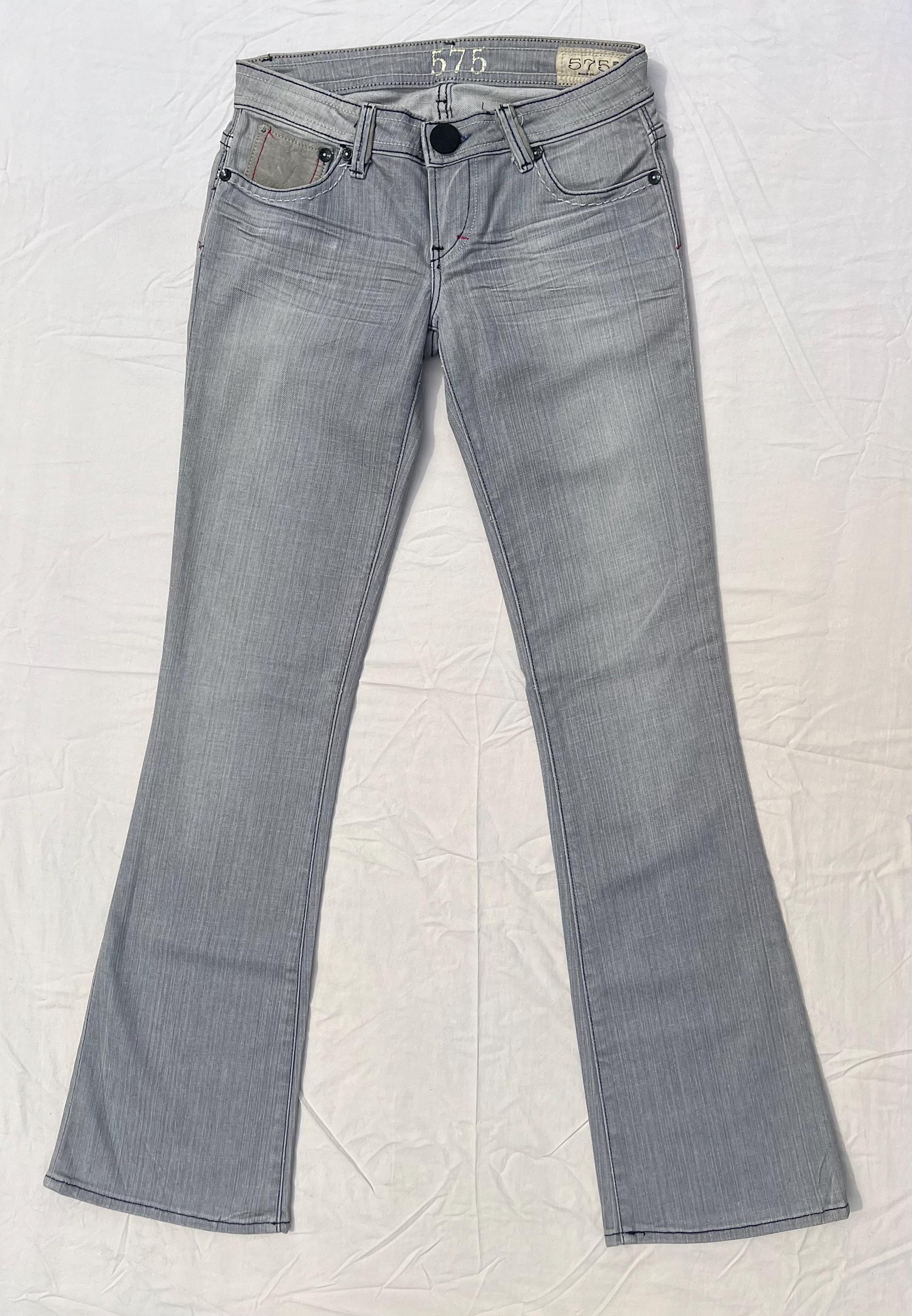 RARE 575 Jeans Sz26x32 Grey Italian Denim and Leather Accents - Etsy