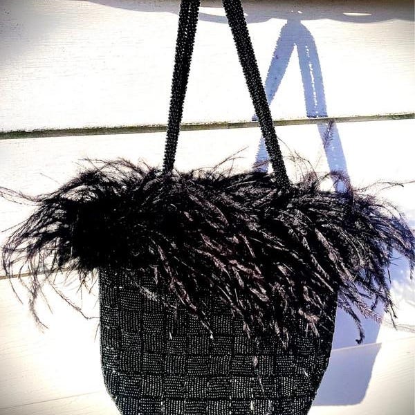 Down Lace Mini Crystal Bag With Ostrich Feathers main image 1
