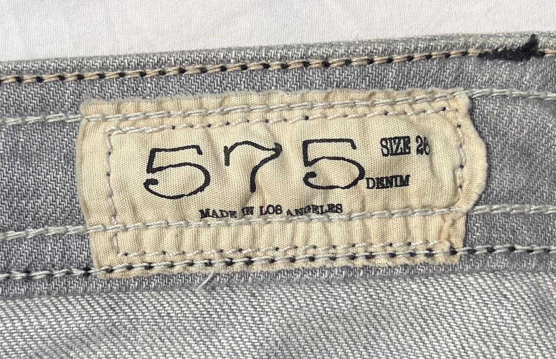 RARE 575 Jeans Sz26x32 Grey Italian Denim and Leather Accents - Etsy
