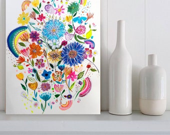 Summer is a state of mind - Beautiful illustrated print from an original painting in inks and watercolours.