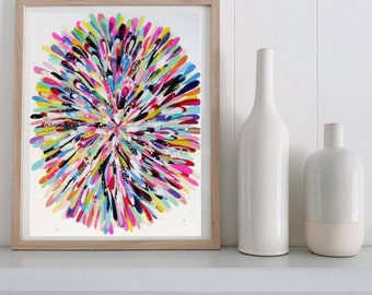 Colour Burst - Beautiful high quality PRINT of my original mixed media PAINTING. Available in both A4 and A3 SIZE.