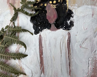 Christmas angel    - Original mixed media painting , inspired by angels and the magic of Christmastime