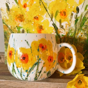 Hello sunshine Mug Hand painted Dishwasher safe handmade mug. Inspired by the hope of spring image 8