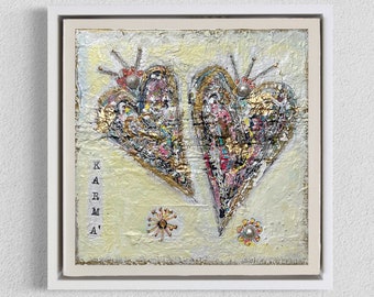 Karma   - beautiful original one off mixed media painting on canvas board. Abstract heart, ready to hang or frame.