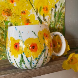 Hello sunshine Mug Hand painted Dishwasher safe handmade mug. Inspired by the hope of spring image 7