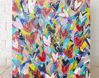 Heart Stopper   - beautiful original one off mixed media painting on canvas board. Abstract heart, ready to hang or frame.