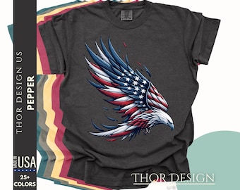 USA Eagle Shirt Comfort Colors® | American Patriotic Tee | Vintage USA Flag Shirt | Bald Eagle Graphic | Freedom 4th of July Outfit