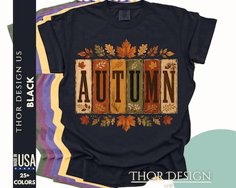 Autumn Shirt, Vintage Fall Graphic Tee, Retro Harvest Leaves T-Shirt, Thanksgiving Shirt