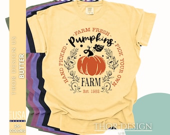 Pick Your Own Pumpkins Farm Fresh Hand Picked Shirt Farm est 1982 Autumn Harvest Cozy Fall Graphic Tee Vintage Farmhouse Top Comfort Colors