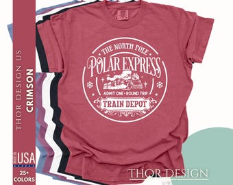 Camiseta unisex con colores cómodos del Polo Norte Polar Express, camiseta festiva, camiseta Winter Wonderland, camiseta de regalo de Navidad, Papá Noel acogedor