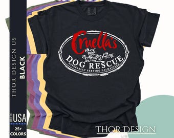 Cruella's Dog Rescue Shirt, Comfort Colors Disney Shirt for Women, Cruella Deville Matching Family Tee, Disney Inspired Vacation Shirt