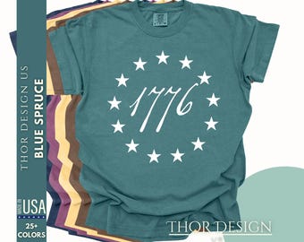 4th of July Comfort Colors T-Shirt - USA 1776 Shirt - Patriotic USA Tee - Land of the Free - American 2nd Amendment Independence Day Shirt