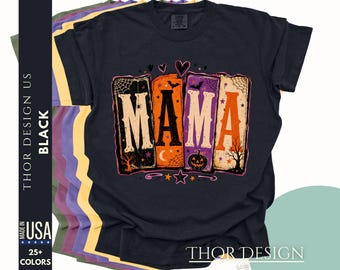 Mama Halloween Shirt, Spooky Mama Tee, Retro Halloween Mom Shirt, Vintage Pumpkin Graphic Tee