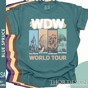 Vintage WDW World Tour Comfort Colors T-Shirt - Epcot, Animal Kingdom, Magic Kingdom Tee - Disney Parks Vacation Shirt - Family Trip Shirt