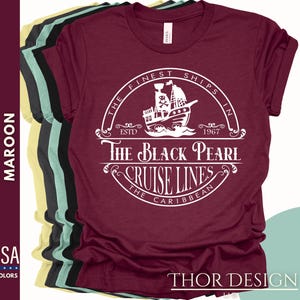 Camiseta vintage de Piratas del Caribe de Disney - Camiseta retro de Black Pearl Cruise Lines - Camiseta de viaje a juego de Magic Kingdom - Parques antiguos