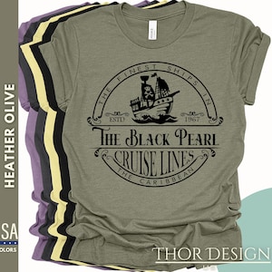 Camiseta de la línea de cruceros Black Pearl de Piratas del Caribe de Disney - Camiseta de vacaciones familiares de Magic Kingdom Disneyland - Parques antiguos - Regalo navideño