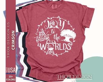 Joy to the World Shirt, Disney Christmas Shirt, Christmas Joy Tee, Disney Epcot Shirt, Disneyland Christmas Tee, Mickey Tee, Comfort Colors
