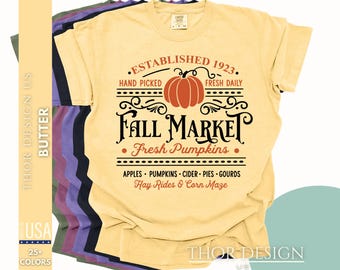 Fall Market Fresh Pumpkins Shirt Established 1923 Hand Picked Fresh Daily Autumn Harvest Graphic Tee Cozy Seasonal Top Comfort Colors 1717