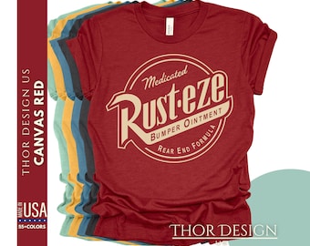 Camisa de manga curta Cars Rust-Eze | Camisa Lighting McQueen | Camisa RustEze | Camiseta Car Racer