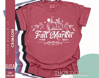 Pumpkin Fall Market Shirt Graphic Tee for Autumn Harvest Spooky Halloween and Thanksgiving Outfit Cute Seasonal Cozy Top Comfort Colors 1717