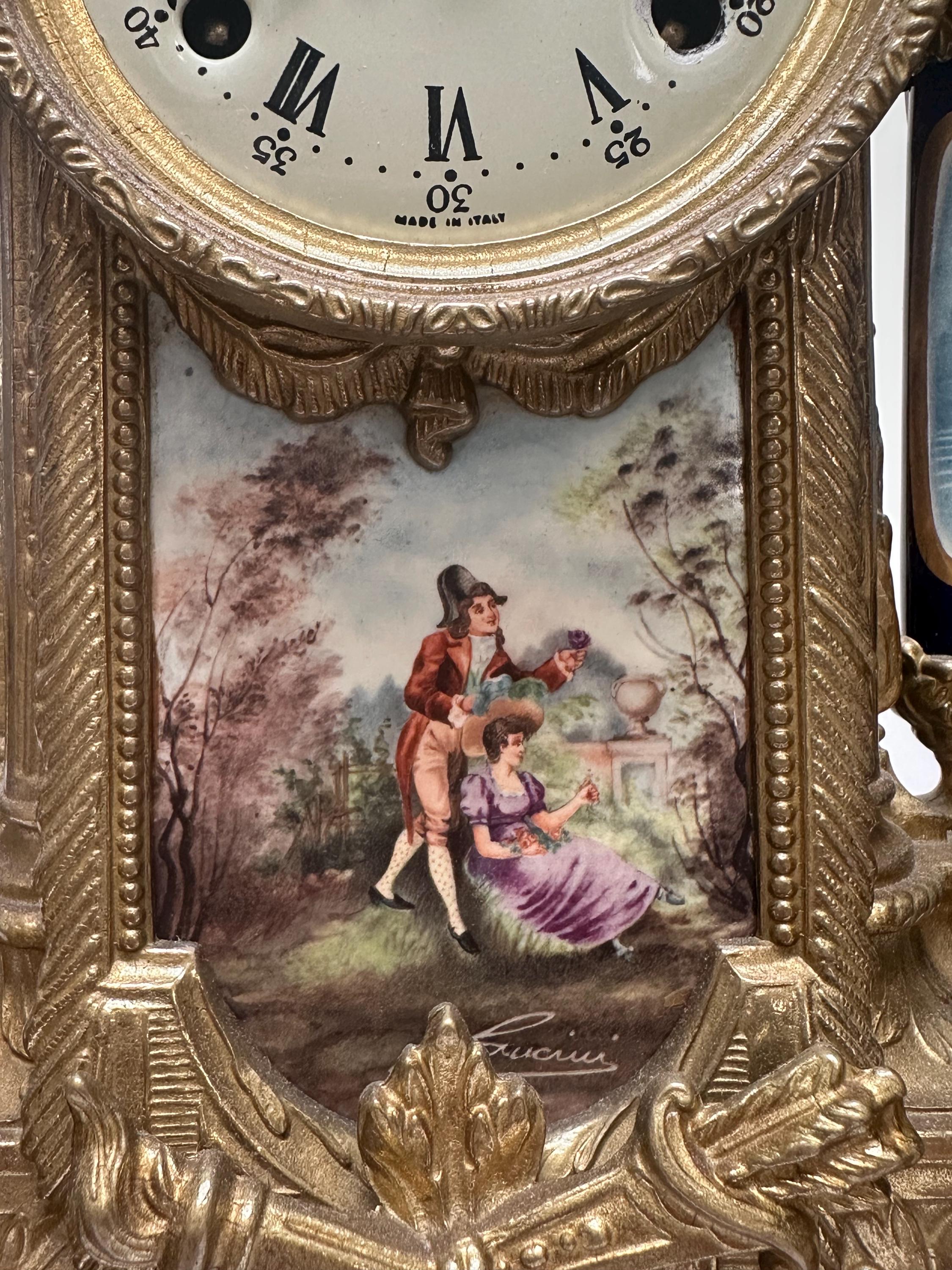 Lancini Italian Bronze Mantel Clock - Mechanical F. Hermle With