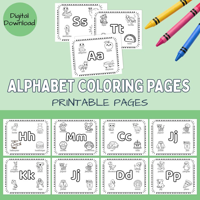 ABC Printable Coloring Pages for Kids, Preschool Learning Activity ...