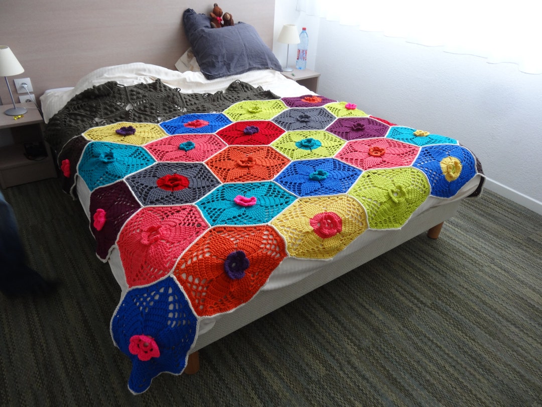 LOTUS FLOWER Blanket / Couverture Crochet Pattern Français Etsy