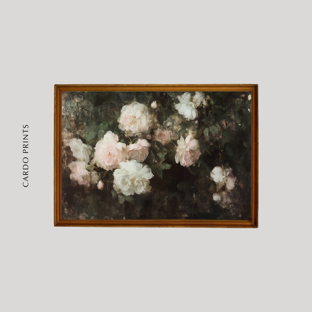 Rose Garden Oil Painting Printable / Vintage Moody Floral Art Print ...