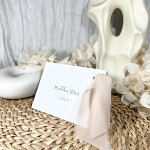 Wedding place name card with added ribbon place card with ribbon