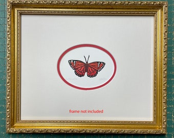 Red Admiral butterfly hand-printed linocut mini print