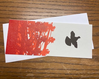 Autumn Grouse handprinted blank letterpress greeting card