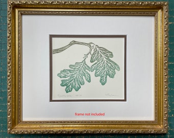 Garry Oak hand-printed linocut mini-print