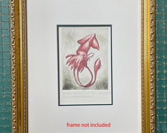 Kraken Squid hand-coloured intaglio print LAST ONE!