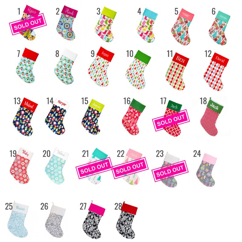 Family Stockings, Family Christmas Stocking, Personalized Christmas Stocking, Stocking Embroidered Stocking Fabric Choices image 2