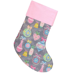 Retro Christmas Stocking | Personalized Stocking Option Available | Vintage Ornaments |  CS by Forshee Designs