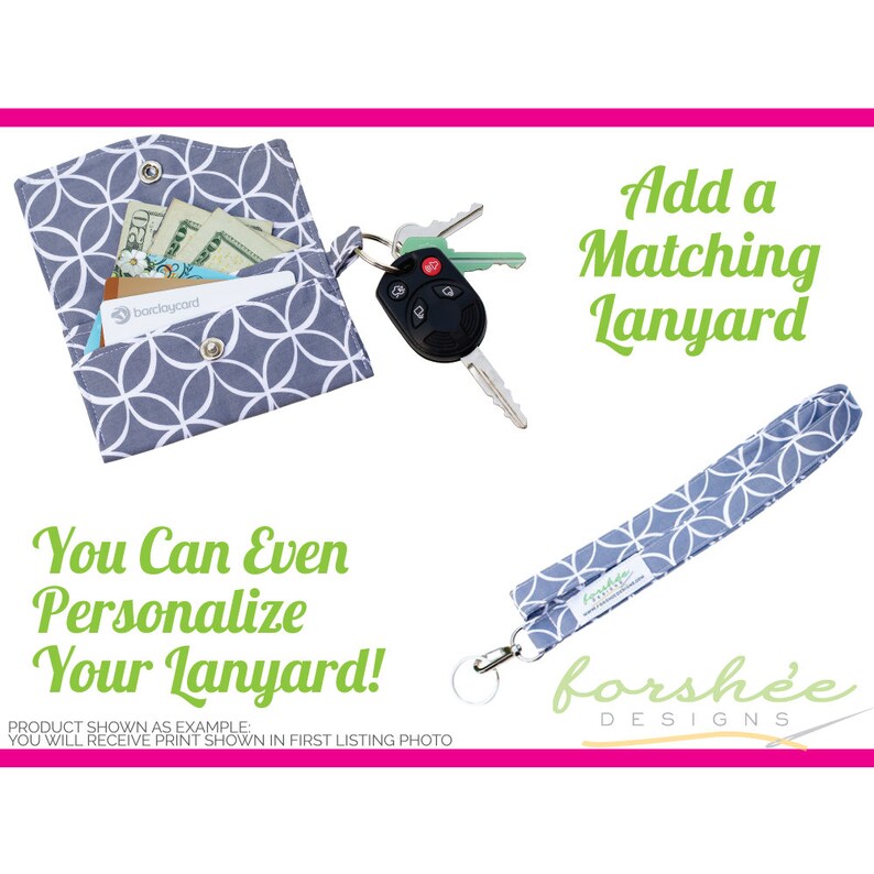 Key Ring Clutch Wallet with Wristlet or Lanyard Options Etsy