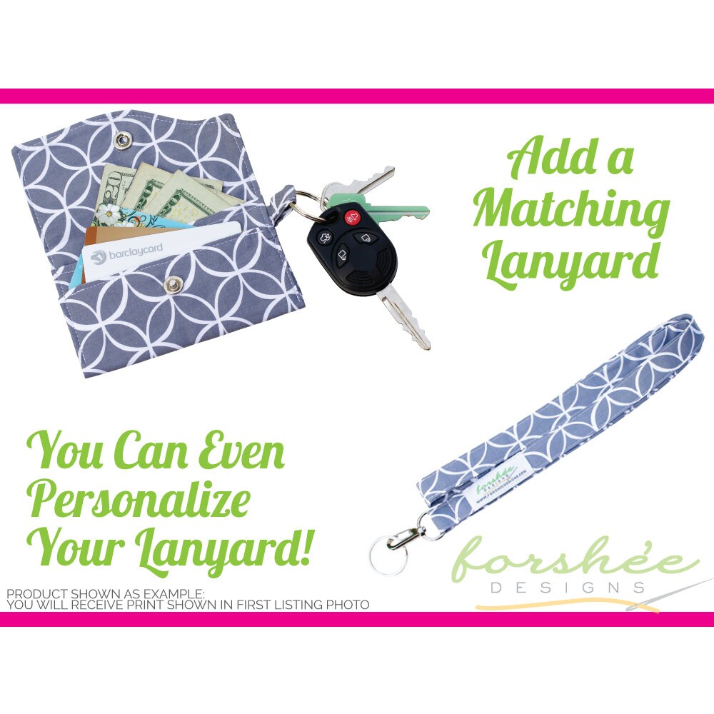 Key Ring Clutch Wallet with Wristlet or Lanyard Options Etsy
