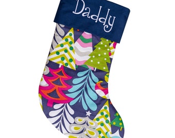 Traditional Christmas Stocking | Navy Blue | Stocking for Men | CS by Forshee Designs