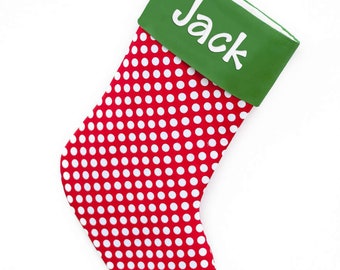 Large Christmas Stocking Polka Dots -- Personalized Stocking Option Available | CS Ready To Ship