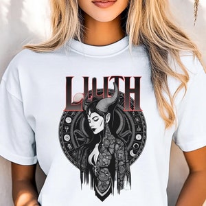 Occult Lilith T-Shirt | Horned Goddess Art Tee | Mystical Symbol Shirt | Gothic Witchwear | Dark Aesthetic Clothing | Intricate Gift Design