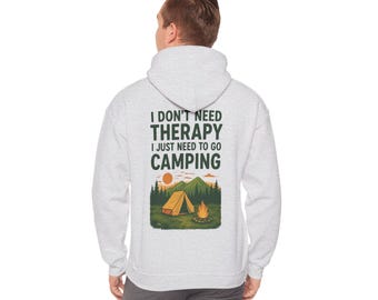 Camping Therapy Hoodie - Unisex Heavy Blend Hooded Sweatshirt, Outdoor Adventure Apparel, Camping Gift, Nature Lover Hoodie, Camping [...]