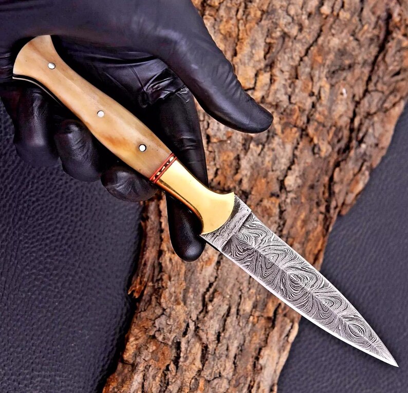 Handcrafted Damascus Steel Dagger With Sheath, Double Edge Blade - Etsy