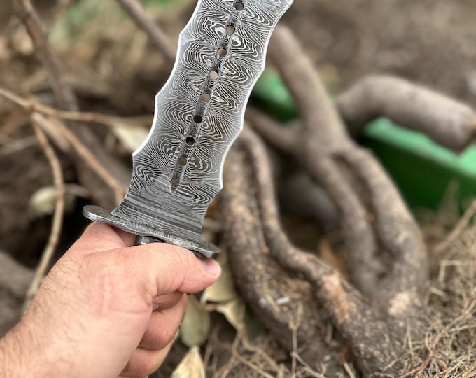 Authentic Handcrafted Dagger with Sheath, Custom Damascus Double Edge Knife,Luxury Handmade Rustic Design Dagger, One of a Kind Dagger