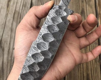 Handmade Damascus Steel Skinner Blade Blank | DIY Knife Making