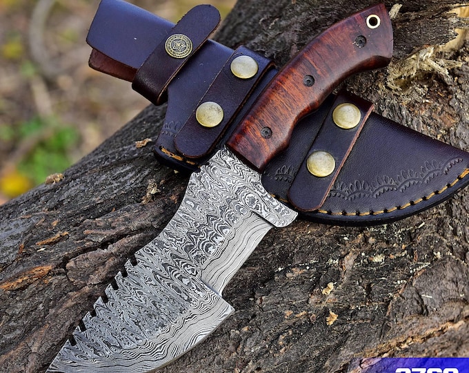 Handmade Damascus Steel Tracker Hunting Knives Camping Knife Groomsmen Gift Wedding Gift For Men Gift For Husband & Dad Birthday